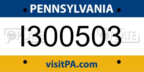 I300503 Pennsylvania License Plate