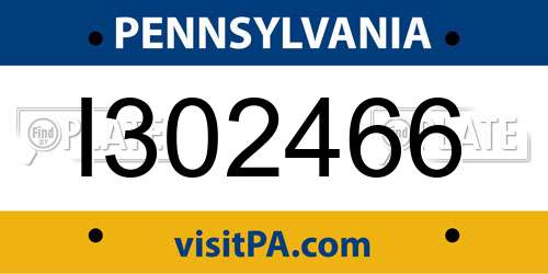 I302466 Pennsylvania License Plate