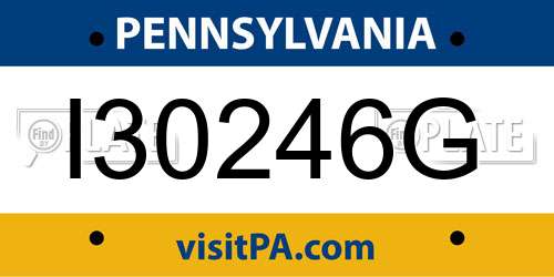I30246G Pennsylvania License Plate