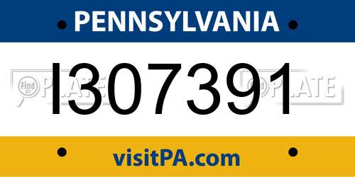 I307391 Pennsylvania License Plate