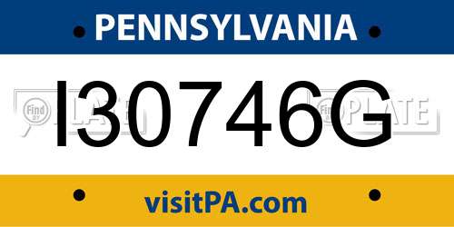 I30746G Pennsylvania License Plate