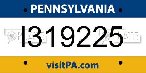 I319225 Pennsylvania License Plate
