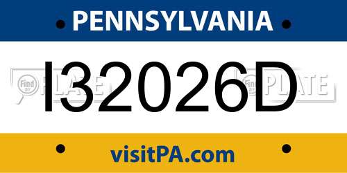 I32026D Pennsylvania License Plate