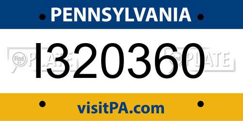 I320360 Pennsylvania License Plate