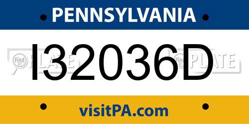 I32036D Pennsylvania License Plate