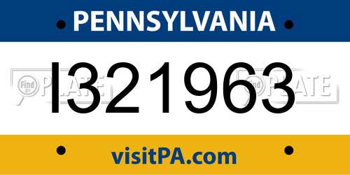 I321963 Pennsylvania License Plate