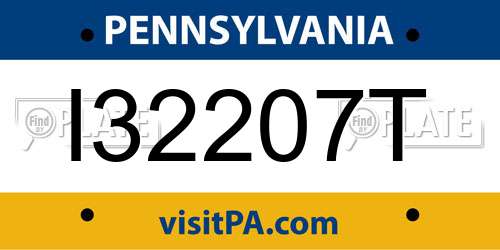 I32207T Pennsylvania License Plate