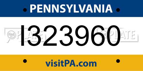 I323960 Pennsylvania License Plate