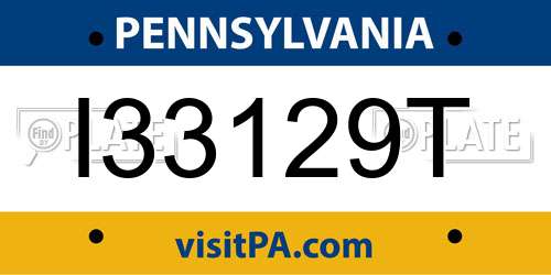 I33129T Pennsylvania License Plate