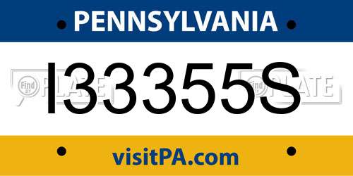I33355S Pennsylvania License Plate