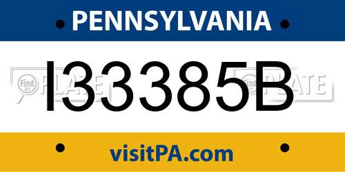 I33385B Pennsylvania License Plate