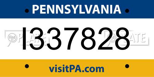I337828 Pennsylvania License Plate
