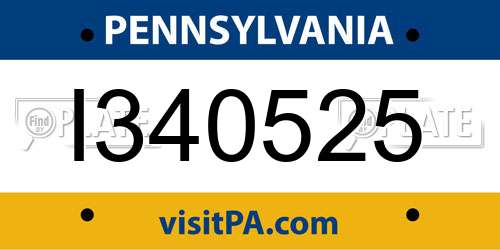I340525 Pennsylvania License Plate