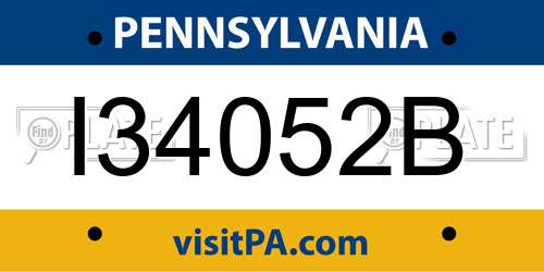 I34052B Pennsylvania License Plate