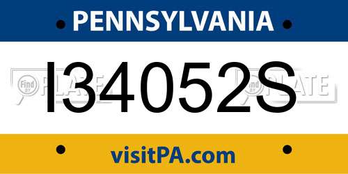 I34052S Pennsylvania License Plate