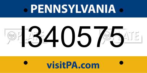 I340575 Pennsylvania License Plate