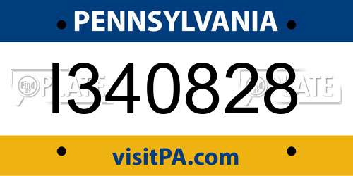 I340828 Pennsylvania License Plate