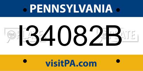 I34082B Pennsylvania License Plate