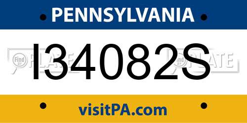 I34082S Pennsylvania License Plate