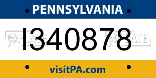 I340878 Pennsylvania License Plate