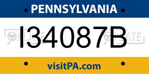 I34087B Pennsylvania License Plate