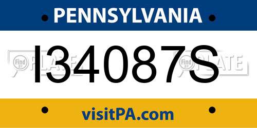 I34087S Pennsylvania License Plate