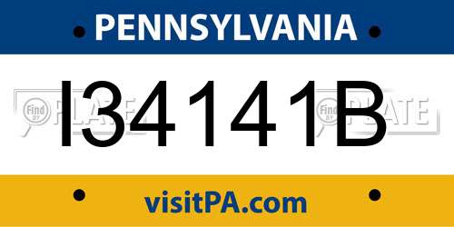 I34141B Pennsylvania License Plate