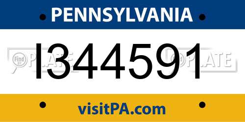 I344591 Pennsylvania License Plate