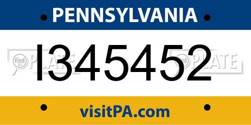 I345452 Pennsylvania License Plate