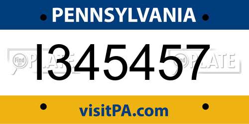 I345457 Pennsylvania License Plate