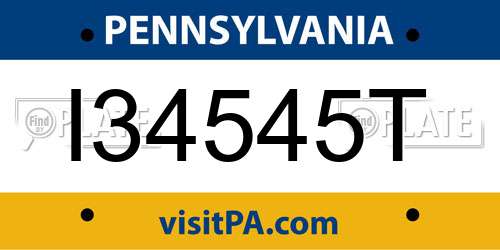 I34545T Pennsylvania License Plate