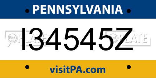 I34545Z Pennsylvania License Plate