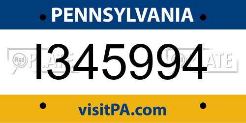I345994 Pennsylvania License Plate
