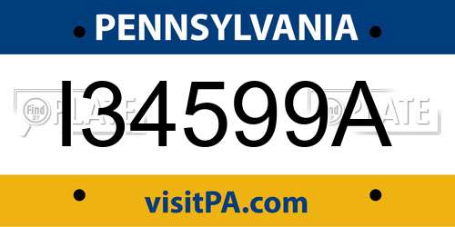 I34599A Pennsylvania License Plate
