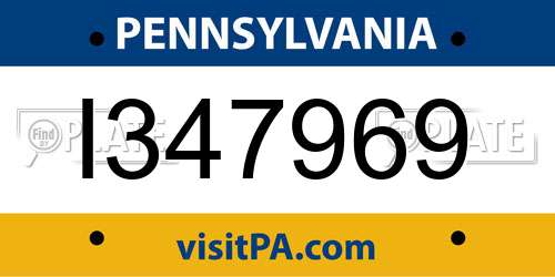I347969 Pennsylvania License Plate