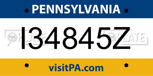 I34845Z Pennsylvania License Plate