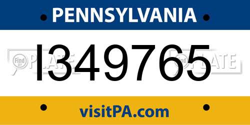 I349765 Pennsylvania License Plate