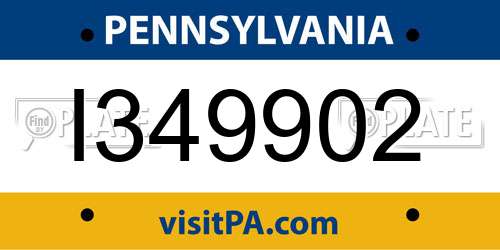 I349902 Pennsylvania License Plate