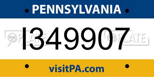 I349907 Pennsylvania License Plate