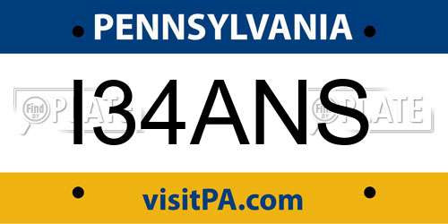 I34ANS Pennsylvania License Plate