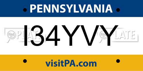 I34YVY Pennsylvania License Plate