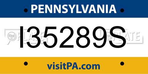 I35289S Pennsylvania License Plate