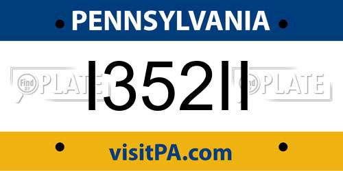 I352II Pennsylvania License Plate
