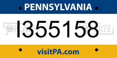 I355158 Pennsylvania License Plate