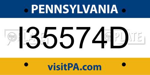 I35574D Pennsylvania License Plate