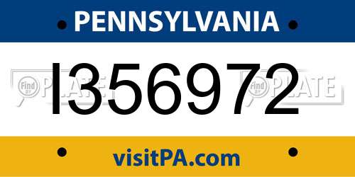 I356972 Pennsylvania License Plate