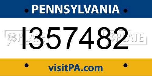 I357482 Pennsylvania License Plate