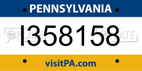 I358158 Pennsylvania License Plate
