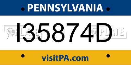 I35874D Pennsylvania License Plate