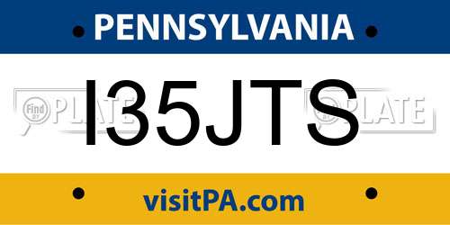 I35JTS Pennsylvania License Plate